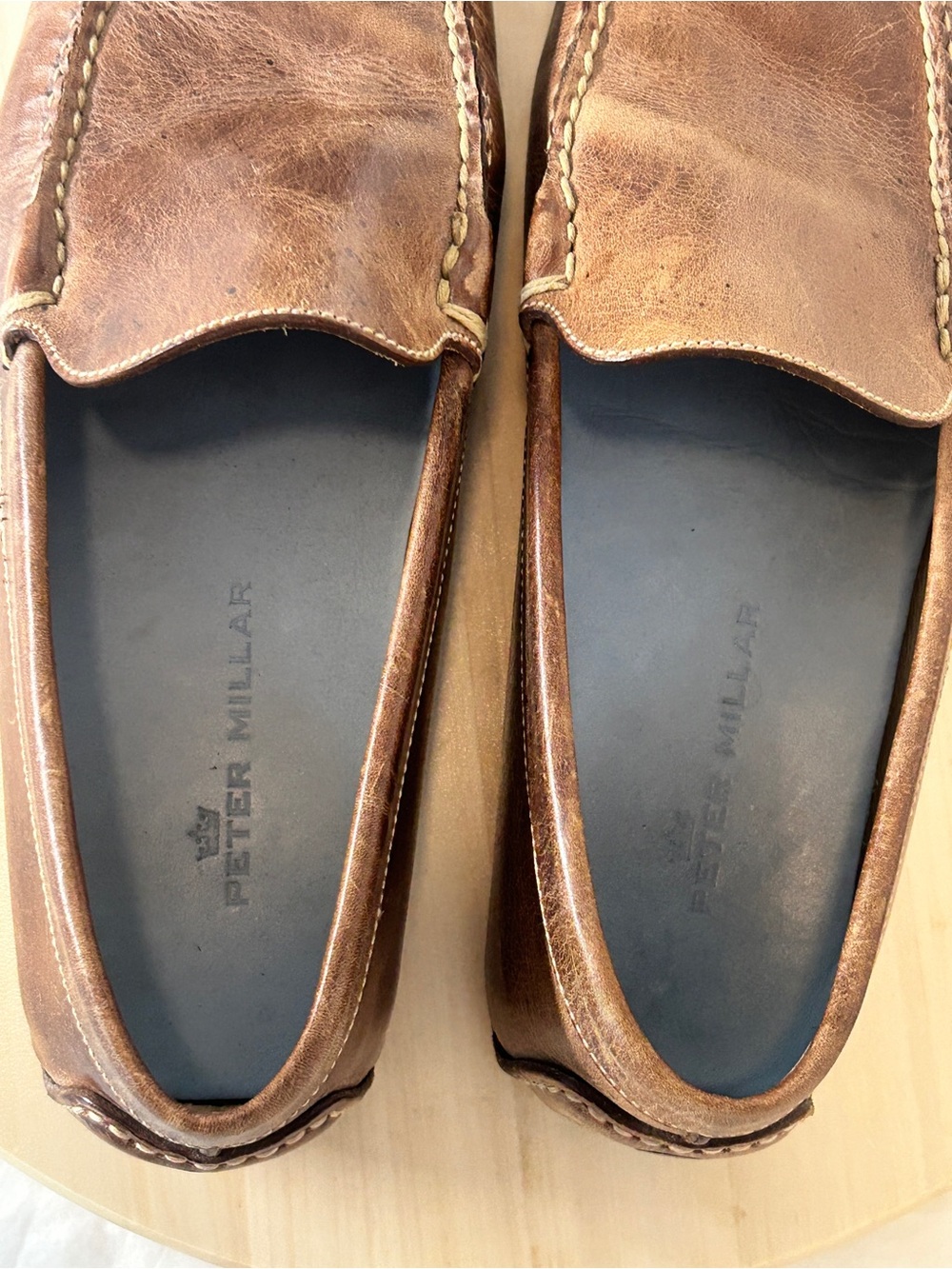 Peter Millar Men’s Brown Leather Slip-On Loafer Round Toe US 9 - Picture 4 of 8